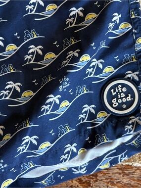 Life Is Good Navy Palm Sunset Print Shorts